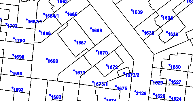 Parcela st. 1670 v KÚ Střešovice, Katastrální mapa