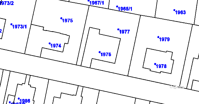 Parcela st. 1976 v KÚ Střešovice, Katastrální mapa