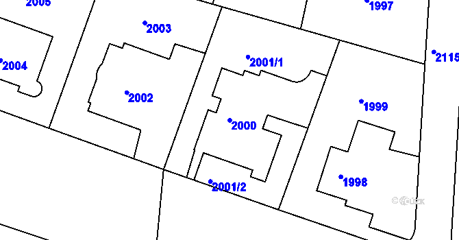 Parcela st. 2000 v KÚ Střešovice, Katastrální mapa