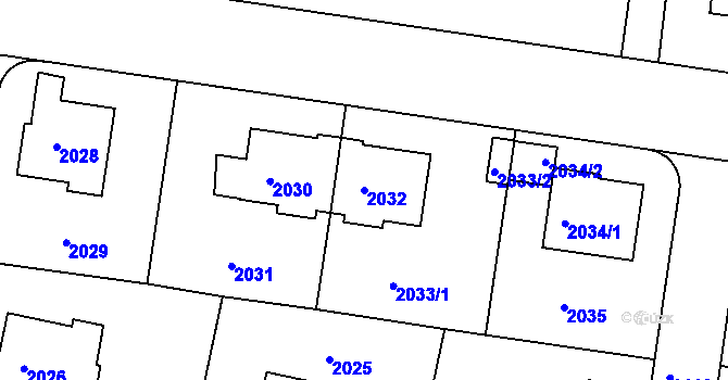 Parcela st. 2032 v KÚ Střešovice, Katastrální mapa