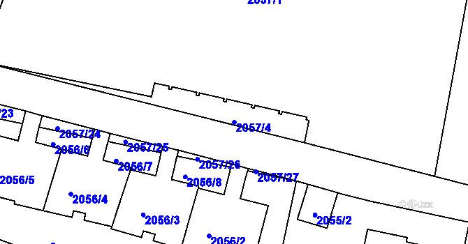 Parcela st. 2057/4 v KÚ Střešovice, Katastrální mapa