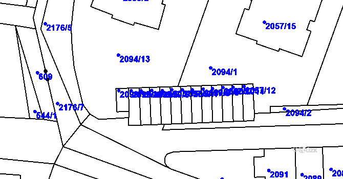 Parcela st. 2057/5 v KÚ Střešovice, Katastrální mapa