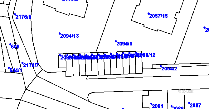 Parcela st. 2057/7 v KÚ Střešovice, Katastrální mapa