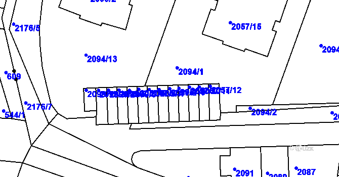 Parcela st. 2057/8 v KÚ Střešovice, Katastrální mapa