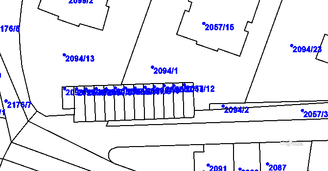 Parcela st. 2057/10 v KÚ Střešovice, Katastrální mapa