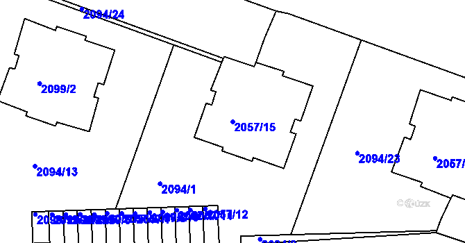Parcela st. 2057/15 v KÚ Střešovice, Katastrální mapa