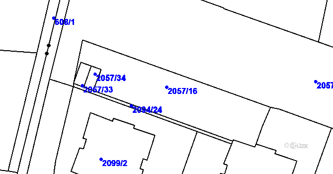 Parcela st. 2057/16 v KÚ Střešovice, Katastrální mapa