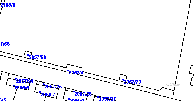 Parcela st. 2057/17 v KÚ Střešovice, Katastrální mapa