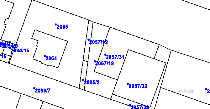 Parcela st. 2057/31 v KÚ Střešovice, Katastrální mapa
