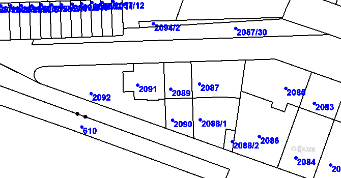 Parcela st. 2089 v KÚ Střešovice, Katastrální mapa
