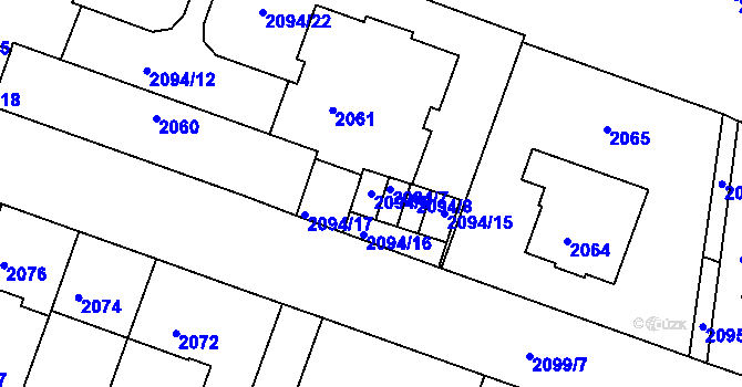Parcela st. 2094/6 v KÚ Střešovice, Katastrální mapa