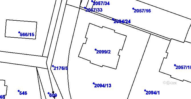 Parcela st. 2099/2 v KÚ Střešovice, Katastrální mapa