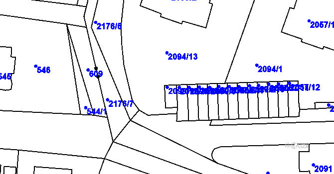 Parcela st. 2099/12 v KÚ Střešovice, Katastrální mapa