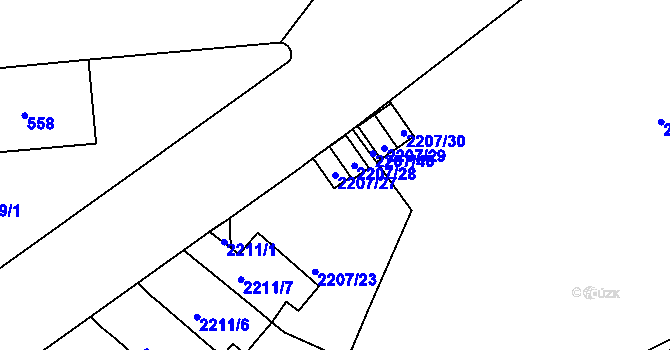 Parcela st. 2207/27 v KÚ Střešovice, Katastrální mapa