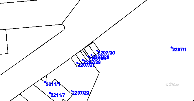 Parcela st. 2207/30 v KÚ Střešovice, Katastrální mapa