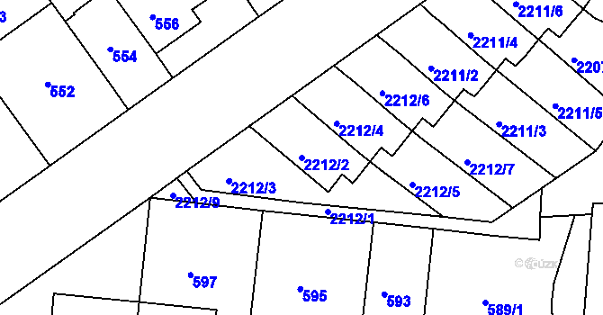 Parcela st. 2212/2 v KÚ Střešovice, Katastrální mapa