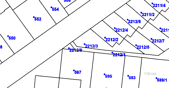 Parcela st. 2212/3 v KÚ Střešovice, Katastrální mapa