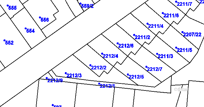 Parcela st. 2212/4 v KÚ Střešovice, Katastrální mapa