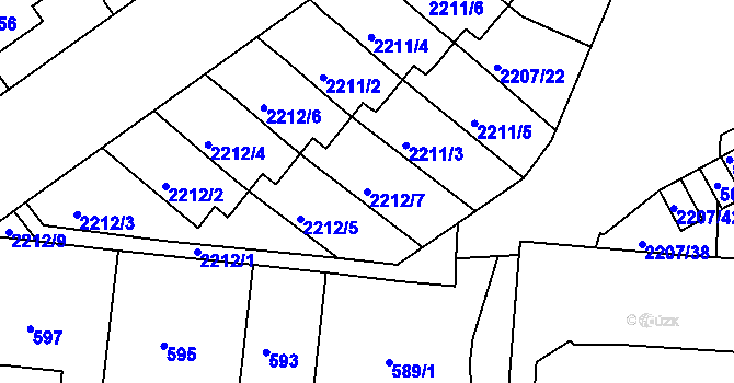Parcela st. 2212/7 v KÚ Střešovice, Katastrální mapa