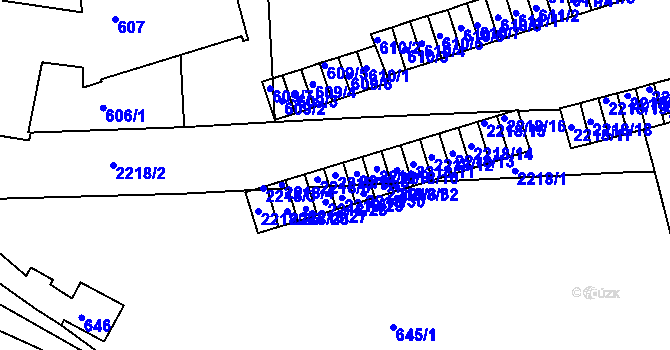 Parcela st. 2218/7 v KÚ Střešovice, Katastrální mapa