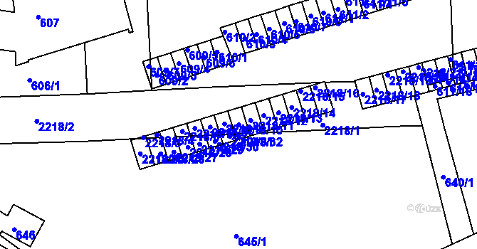 Parcela st. 2218/10 v KÚ Střešovice, Katastrální mapa