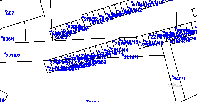 Parcela st. 2218/12 v KÚ Střešovice, Katastrální mapa