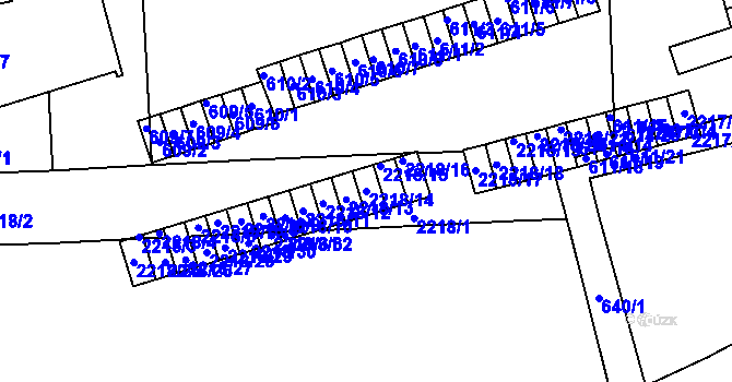 Parcela st. 2218/14 v KÚ Střešovice, Katastrální mapa