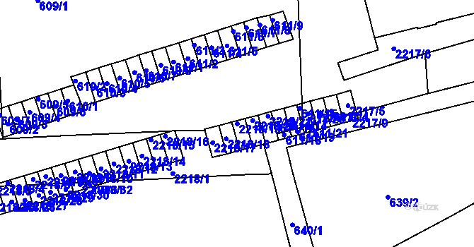 Parcela st. 2218/19 v KÚ Střešovice, Katastrální mapa