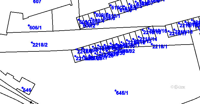Parcela st. 2218/29 v KÚ Střešovice, Katastrální mapa