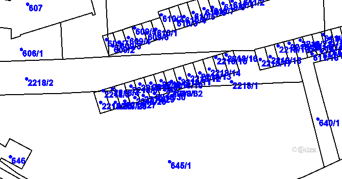 Parcela st. 2218/32 v KÚ Střešovice, Katastrální mapa