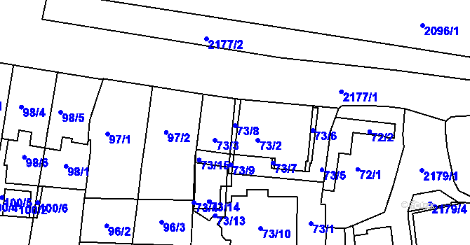 Parcela st. 73/8 v KÚ Střešovice, Katastrální mapa