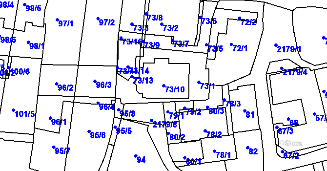 Parcela st. 73/10 v KÚ Střešovice, Katastrální mapa