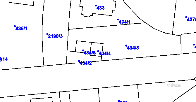 Parcela st. 434/4 v KÚ Střešovice, Katastrální mapa