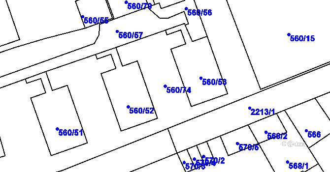 Parcela st. 560/74 v KÚ Střešovice, Katastrální mapa