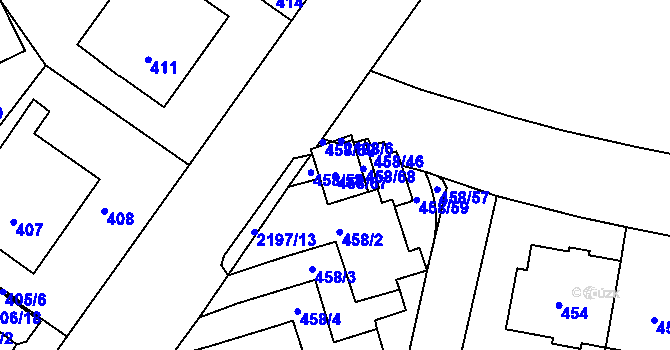 Parcela st. 458/67 v KÚ Střešovice, Katastrální mapa