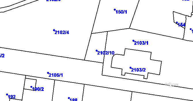 Parcela st. 2102/10 v KÚ Střešovice, Katastrální mapa