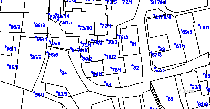 Parcela st. 78/2 v KÚ Střešovice, Katastrální mapa