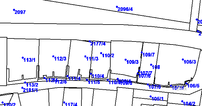 Parcela st. 110/2 v KÚ Střešovice, Katastrální mapa