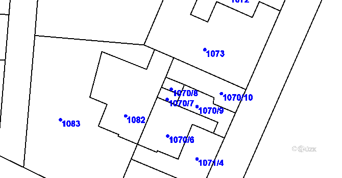 Parcela st. 1070/8 v KÚ Střešovice, Katastrální mapa