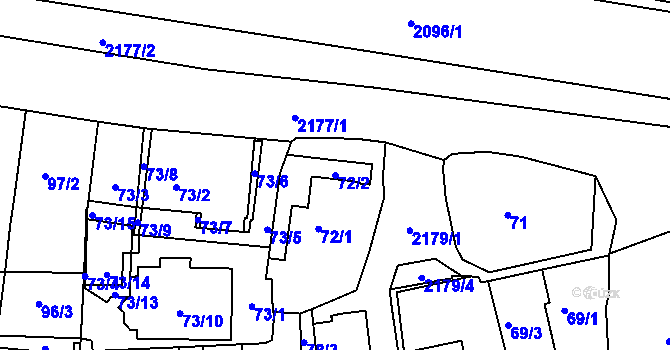 Parcela st. 72/2 v KÚ Střešovice, Katastrální mapa