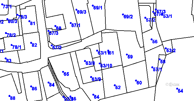 Parcela st. 63/11 v KÚ Střešovice, Katastrální mapa