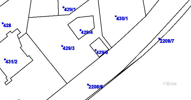 Parcela st. 429/5 v KÚ Střešovice, Katastrální mapa