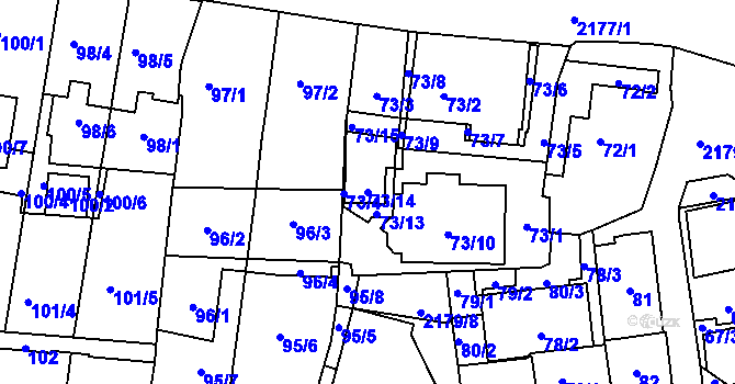 Parcela st. 73/14 v KÚ Střešovice, Katastrální mapa
