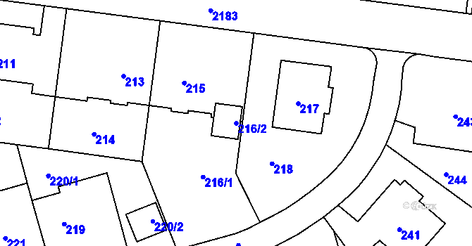 Parcela st. 216/2 v KÚ Střešovice, Katastrální mapa