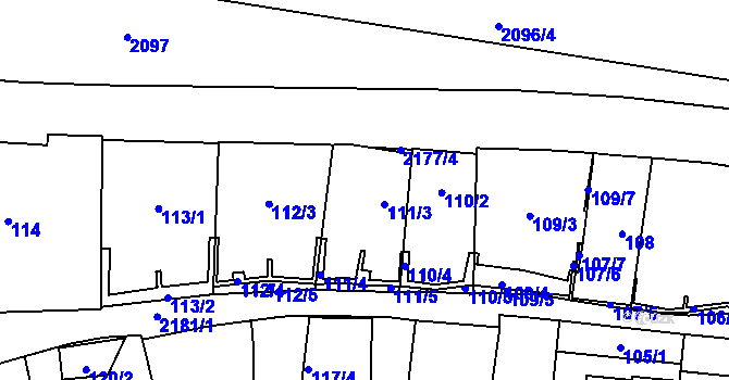 Parcela st. 111/3 v KÚ Střešovice, Katastrální mapa