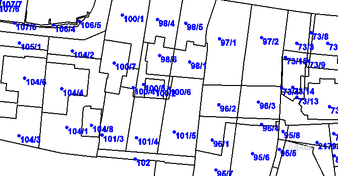 Parcela st. 100/6 v KÚ Střešovice, Katastrální mapa