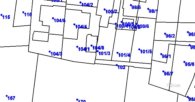 Parcela st. 101/3 v KÚ Střešovice, Katastrální mapa