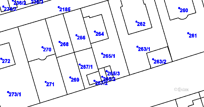 Parcela st. 265/1 v KÚ Střešovice, Katastrální mapa