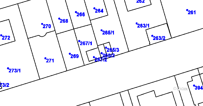 Parcela st. 265/2 v KÚ Střešovice, Katastrální mapa