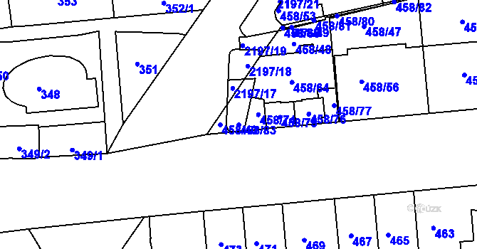 Parcela st. 458/83 v KÚ Střešovice, Katastrální mapa